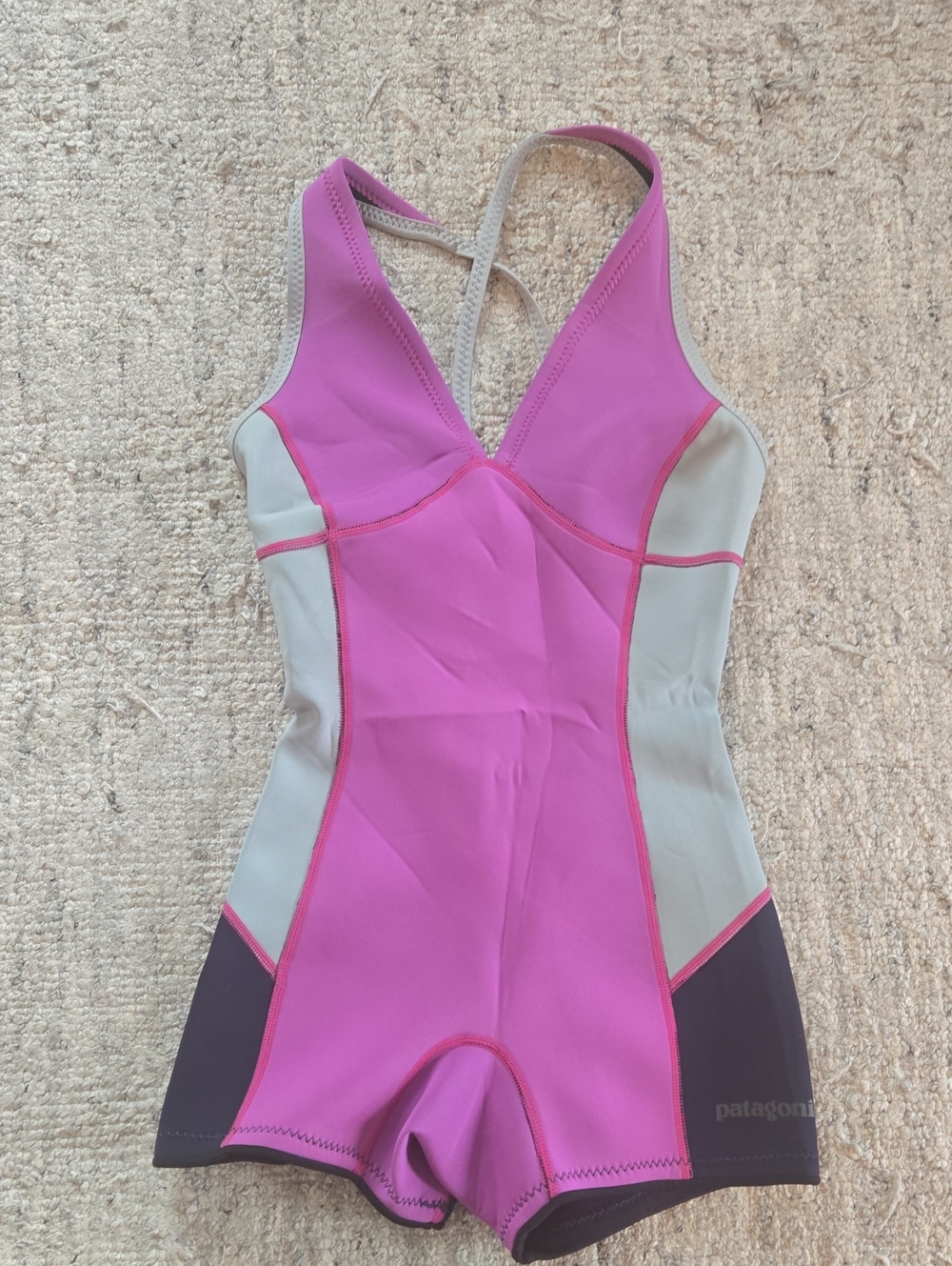 Patagonia Pink and Light Gray Surf/Swim One-Piece